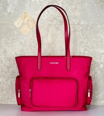 Michael Kors Khai LG Multifunction Laptop Pocket Tote Shoulder Nylon Bag Black - Image 1 of 4