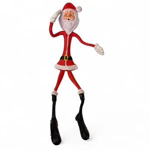 Estatuilla de Papá Noel elástica vintage traje rojo botas negras decoración navideña 10" - Imagen 1 de 5