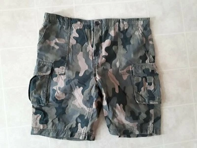 Lands' End Camouflage Army Cargo Shorts Sz18H Kids Green Tan Camo Pockets - Image 1 of 3