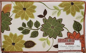 PRINTED NYLON KITCHEN RUG (nonskid)(17"x28") MULTICOLOR FLOWERS # 6,rectangle,BH - Picture 1 of 10