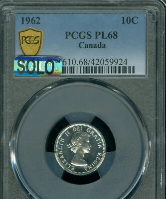 1962 CANADA 10 CENTS PCGS PL68 PQ MAC SOLO FINEST GRDE SPOTLESS * - Image 1 of 2