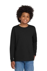 Gildan® - Youth Heavy Cotton™ 100% Cotton Long Sleeve T-Shirt 5400B - Picture 1 of 5
