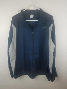 Nike Windbreaker Jacket Full Zip Mens SZXL Navy Blue Swoosh Unlined Golf  A10 - Picture 1 of 5