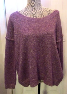 Calypso St. Barth Sweater Purple Metallic Wool Blend Crew Neck Loose Fit Size S - Picture 1 of 6