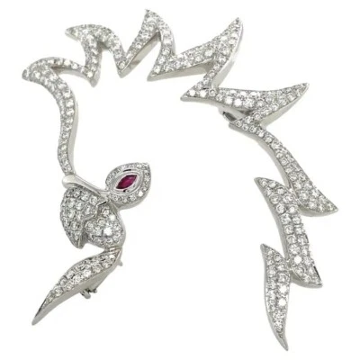 935 Silver Amazing Cockatoo Head 3.40TCW Ruby & Sapphire Party Wear Women Brooch - Image 1 of 4