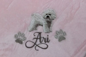 BICHON FRISE SILHOUETTE personalisierte bestickte Decke Geschenk - Bild 1 von 5