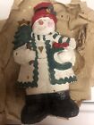 Snowman Figurine Resin Wood Carved Look Christmas Holiday Decor Top Hat Tree