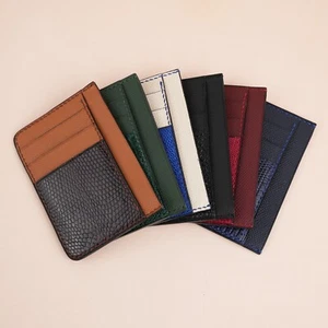 Epsom Leather Card Holder Wallet Slim, Leather Card Holder Men Women - Picture 1 of 42