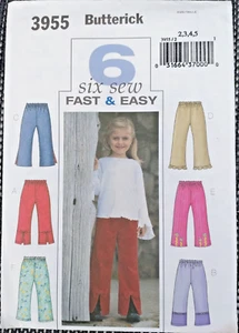 Pantalones Pull-on Six Sew Easy Butterick 3955 Niñas Cintura Elástica Niño Pequeño Talla 2-3-4-5 - Imagen 1 de 2