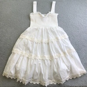 Katie J NYC Elle Midi Sundress Girls Medium White Smocked Adjustable Strap - Picture 1 of 13