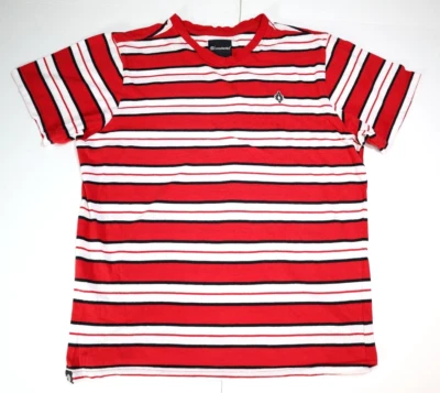 Camiseta de manga corta para hombre Akademiks rayas rojas/negras/blancas con logotipo talla grande Foto 1 de 4