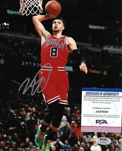 Foto 8x10 firmada autografiada por Zach Lavine de los Chicago Bulls con certificado de autenticidad PSA AL67029 - Imagen 1 de 1