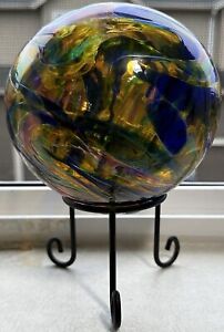 Hand Blown Art Glass Float Pyromania Newport Oregon 5.5” Signed 2007 Colorful