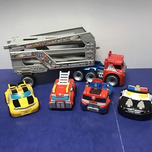 Transformers Rescue Bots Optimus Prime Police Chase Heatwave Bumblebee Playskool - Picture 1 of 11