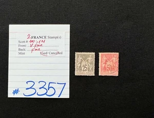 FRANCE Stamps, 2 Used/Cancelled, Scott #100,101, SCV 2017=$3.65, #3357 - Picture 1 of 2