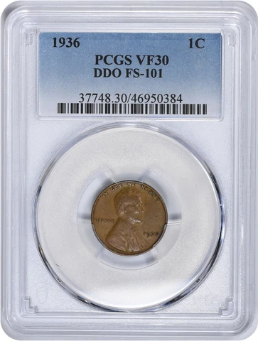 1936 Lincoln Cent DDO FS-101 VF30 PCGS Cover