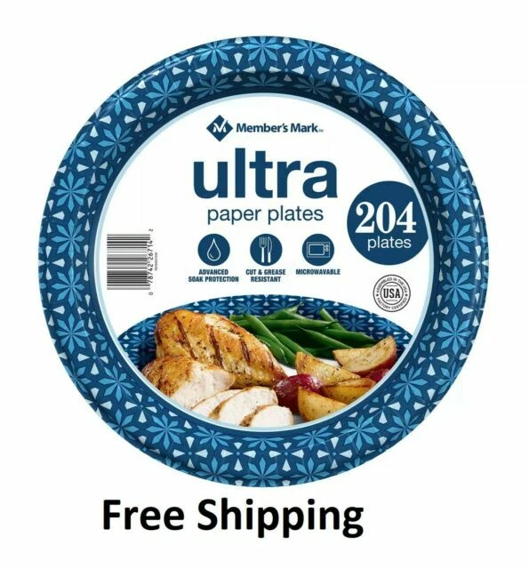 Member's Mark Ultra 10 inch Printed Paper Plates - 204 Count