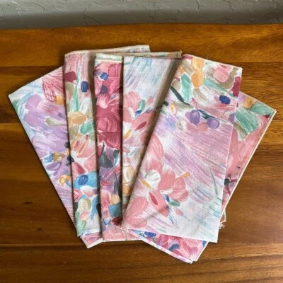 Vintage napkins, China art flower garden square made in the USA cotton blend - Image 1 of 3