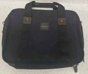 Eddie Bauer Laptop Case Black Nylon Shoulder Bag 13" x 11" x 3" - Picture 1 of 7
