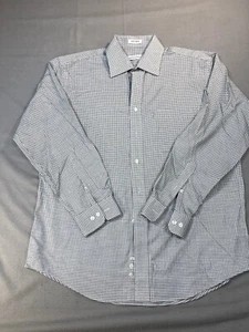 Joseph & Feiss Shirt Mens 16.5 White Gray Non-Iron Cotton Long Sleeve Button Up - Picture 1 of 16