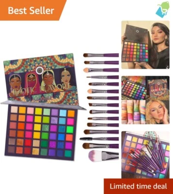 UCANBE 48 Colors Neon & Shimmer Eyeshadow Palette + 15 Brush Set Gift Option - Image 1 of 4