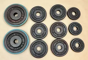 Vintage Kingston Sports NY Weight Plates 33+ lbs. Cast Iron 1" Standard 11 pcs. - Picture 1 of 6