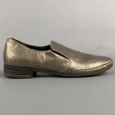 BRUNELLO CUCINELLI Talla 7/37 Cuero Plateado Planos Craquetados Foto 1 de 4