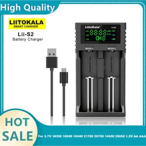 Liitokala lii-S2 Smart 2 Slots Battery Charger Li-ion Ni-MH with LCD Display SUK