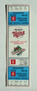1987 Minnesota Twins W. S. Ticket Game 6 Hrbek Slam Full UNUSED Tix -  - Bild 1 von 2