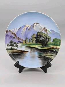 Placa colgante decorativa de porcelana Norcrest Japón Montañas pintada a mano 10,5" - Imagen 1 de 5