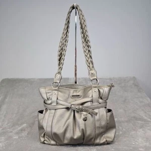 Rosetti Purse Shoulder Bag Braided Straps Silver Shiny Pebbled Faux Leather - Picture 1 of 16