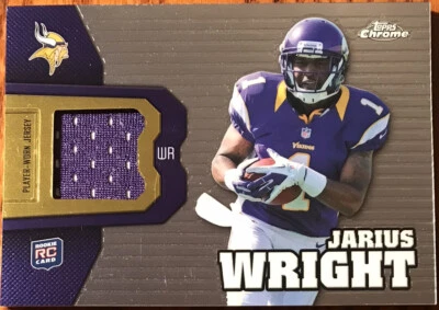 2012 Topps Chrome Rookie Relics Jarius Wright #RR17 Minnesota Vikings - Image 1 of 2