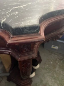 Mahogany Green Marble Console - Picture 1 of 6
