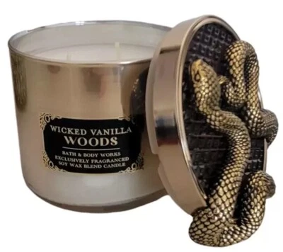 NUEVO Vela serpiente 3 mechas Bath and Body Works Wicked Vanilla Woods edición limitada Foto 1 de 4