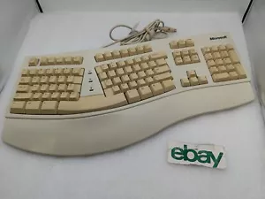Microsoft Natural Ergonomic White PS2 Wired Keyboard (59758) ~ Free Shipping - Picture 1 of 8