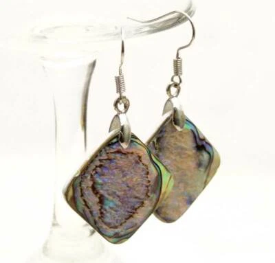 Pendiente colgante 18*25 ovalado natural multicolor azul concha de abulón para mujer ear327 Foto 1 de 4