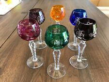 Lot multicolore vintage Lausitzer LA16 de 6 cristaux découpés pour clair verre cordial