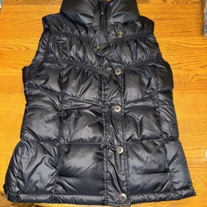 Prana Woman's XS Down Feather Puffer Vesr Full Zip Button Black Cozy Style READ - Picture 1 of 11