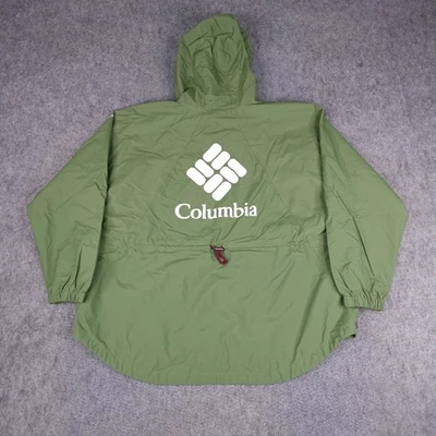 Chaqueta Columbia MUJER? Cortavientos XL verde con capucha de nailon con logotipo trasero para exteriores Foto 1 de 4