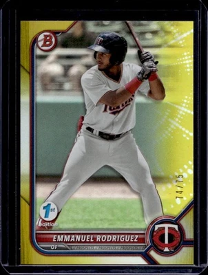 2022 Bowman 1st Edition Emmanuel Rodriguez Yellow Foil #74/75 Twins - Image 1 of 2