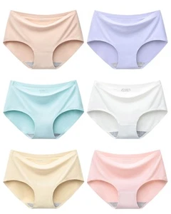 Teen Girls Seamless Underwear No Show Panties Tagless Brief Plain Pack of 6 M... - Picture 1 of 5