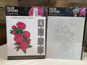 2 Pfingstrosen & Blumenvase Farbschicht Blumenschablone von Hero Arts Neu in Verpackung - Bild 1 von 5