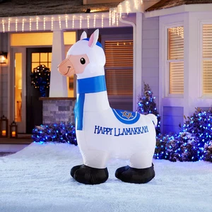 3 ft Gemmy Airblown Inflatable  Happy Hanukkah Yard Card LED Llama New in Box - Picture 1 of 2