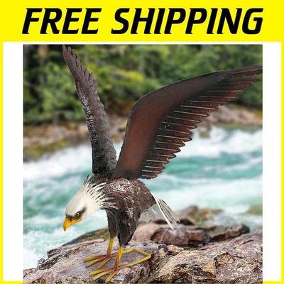 Majestuosa escultura de jardín de metal de águila calva - decoración exterior grande de 40,5 pulgadas Foto 1 de 4