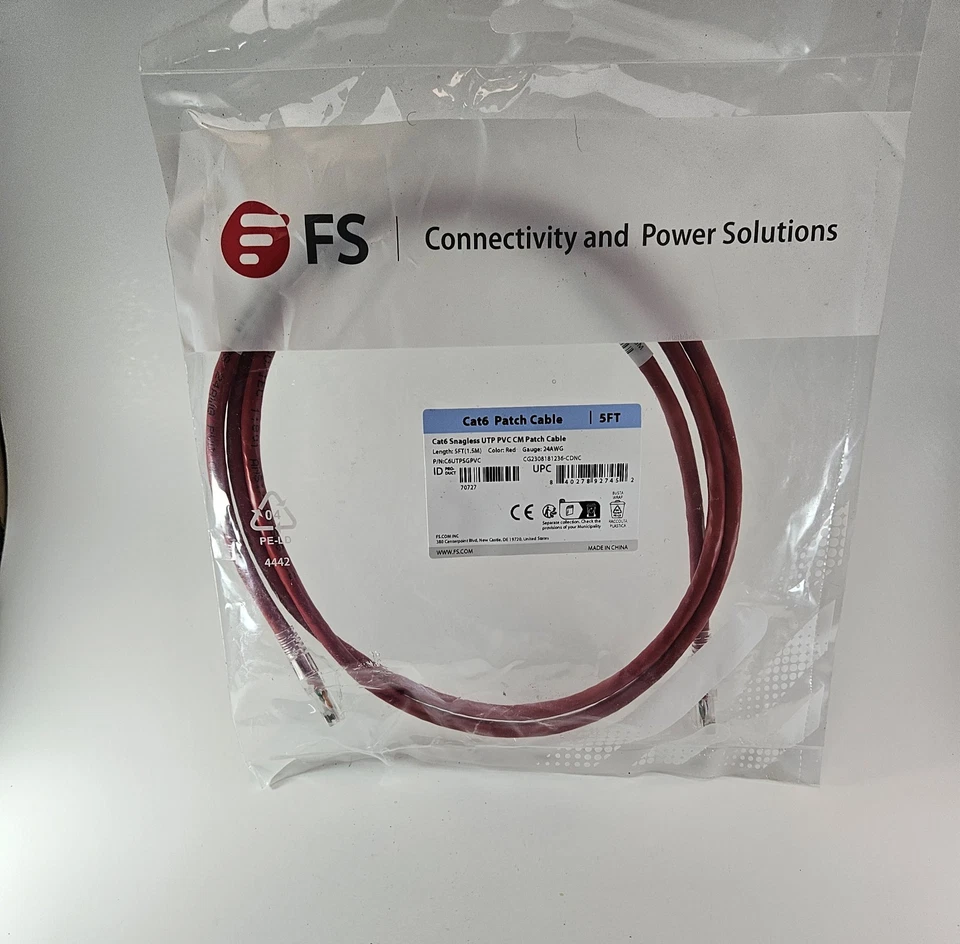 5ft Cat6 snagless patch cable Red - Image 1 of 1