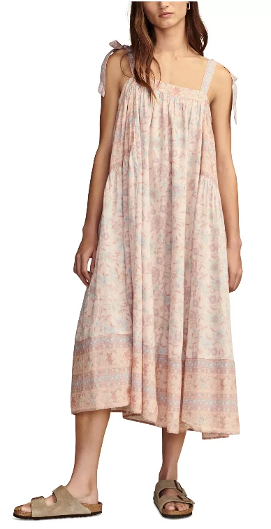 Lucky Brand Women Dress XL Cotton Grateful Dead Midi Tie Straps Lounge - Image 1 of 4