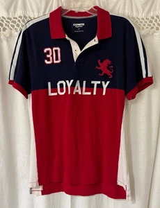 Express Poloshirt Herren rot marine Rugby adrett gesticktes Logo tailliert Gr. Large  - Bild 1 von 4