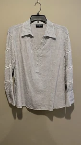 Lane Bryant Übergröße 18/20 gestreifter Langarm Pullover Bluse cremeweiß - Bild 1 von 11