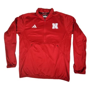 Adidas Escarlata Nebraska Huskers Media Cremallera Lateral Aeroready Pullover Chaqueta Grande - Imagen 1 de 10
