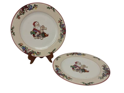 Juego de 2 platos de cena de Navidad vintage Fitz and Floyd FF Santa's List 1994 Foto 1 de 4
